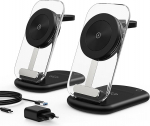 Mag-Safe juhtmevaba laadimisseade, 3-in-1 15W juhtmevaba laadimisseade, induktiivne laadimisjaam iWatch iPhone 17/16/15/14/13/12 seeria, AirPods 3/2/Pro, must, 2 tk.