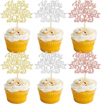 Ephlyn Cupcake-Aufs&auml;tze f&uuml;r 2025 Happy New Year 2025, Glitzer, Feuerwerk, Hello 2025, Cupcake-Picks f&uuml;r Cheers to 2025, Happy New Year Eve Thema, Urlaub, Party, Kuchendekorationen, Zubeh&ouml;r,