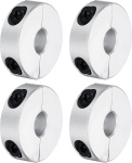 sourcing map 4 x 0.8 cm Bore Double Split Aluminum Shank Collars with Set Screw