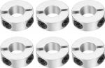 hankekaart Double Split Shank Collar, 16mm Bore Two Piece Clamp Collar, 35mm OD, 12mm paksus, alumiiniumsulam, Screw Gap Collar, Pack of 6