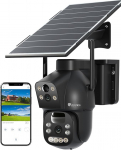 Ctronics 4G LTE v&auml;litingimustes kasutatav valvekaamera SIM-kaardiga topeltobjektiiviga, 15600 mAh aku 8 W p&auml;ikesepaneeliga traadita p&auml;ikesekaamera v&auml;litingimustes v&auml;rviline &ouml;&ouml;n&auml;gemine Dual PIR isiku tuvastamine PC/Cloud/IP66-NO WiFi (must)