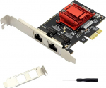 Dual Port Gigabit Ethernet Converted PCI-E x1 Card 2 x RJ45 Gigabit Network Interface Controller Adapter 82575EB kiibistikuga lauaarvutitele, t&ouml;&ouml;jaamadele, serveritele madala profiiliga klambriga