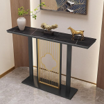 SXKLYRF Luxuri&ouml;ser Konsolentisch Schmal, Flur Regal, Schmale Kommode Flur aus Sinterstein mit Metallgestell f&uuml;r Wohnzimmer, Flur und Foyer(White,120x30x80cm/47x12x31in)