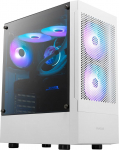 GAMDIAS ATX Mid-Tower Gaming PC korpus, sisaldab 3 x 120mm ARGB ventilaatorit, k&otilde;rge &otilde;huvooluga v&otilde;rkfront, karastatud klaasist k&uuml;lgpaneel, toiteallikate kate, valge