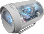 Mars Gaming MC-Cylon Gaming Case MicroATX, silindriline turbiinikujundus, karastatud klaas ja kumer &uuml;lemine panoraamaken, RGB eesmine ventilaator 200 mm + tagumine ventilaator 120 mm, valge