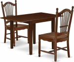 East West Furniture NDDO3-MAH-W 3-osaline s&ouml;&ouml;gikomplekt sisaldab ristk&uuml;likukujuline s&ouml;&ouml;gilaud koos troopikaga ja 2 k&ouml;&ouml;gitooli, 30 x 48 tolli, mahagonist