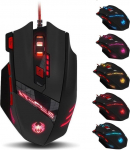 zelotes Gaming Mouse, 9200 DPI, 8 programmeeritavat nuppu, 8 kaaluplokki, Multi-Modes LED, ergonoomiline disain koos kaabliga, PC Gamer Mouse s&uuml;learvutile, arvutile, Macile (must)