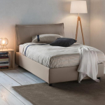 Talamo Italia - Gloria 100% Made in Italy Kahekohaline voodi kangast eesmise avaga, mis sobib madratsile 120 x 190 cm, tuvi hall