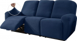 JIVINER diivanikatted diivanitoolile Jacquard 5 t&uuml;kki Stretch diivanikatted 3 pehmele padjale Pehme pestav diivanikatte taskutega (Recliner diivan, merev&auml;e sinine)