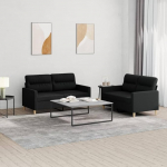 2-TLG. Sofagarnitur mit Kissen Schwarz Stoff, Diivanid ja diivanid, Diivan Wohnzimmer, Diivan F&uuml;r Jugendzimmer, Relaxsofa, Diivan F&uuml;r Schlafzimmer, Polstersofa - 3201572