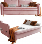 MIUFORM Charming Charlie Slim voodikasti ja voodifunktsiooniga, 3-kohaline diivan, 225 x 90 x 85 cm, kokkupandav diivan koos unefunktsiooniga, kokkupandav diivanvoodi (Puuderroosa)