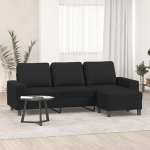Homgoday 3-kohaline diivan koos tugitooliga, Lounge diivan, diivan, k&uuml;lalisdiivan, L-kujuline diivan, nurgadiivan, l&otilde;&otilde;gastav diivan, istumism&ouml;&ouml;bel elutuppa, kontorisse, magamistuppa, must, 180 cm kangas.