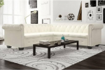 Chesterfield nurgadiivan 5-kohaline diivan Kahekohaline Lounge diivan Polsterdatud diivan istumisv&otilde;imalused M&ouml;&ouml;bel Disaineri diivan Elutoa diivan Faux Leather White
