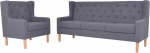 2-TLG. Sofa-Set Grau Stoffgarnitur Wohnzimmer Sessel und 3-Sitzer Diivan Set bequem modern langlebig f&uuml;r Entspannung Fernsehen G&auml;ste