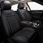 DISDADA Universal Car Seat Covers PU Leather, Seat Cover Car Front Seats Set of 2, Breathable Woven Ice Silk Car Seat Covers, Suitable for Cars SUV Pickups (Black)