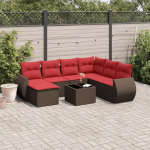 PE Rattan Gartensofa Gruppe Outdoor Sofagarnitur mit Polsterkissen 8-teiliges Gartensofa-Set mit Kissen Gartenm&ouml;bel Set Polyrattan braun modulares Gartensofa Set