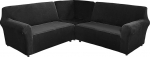 Ecksofa-Schonbezug-Set Aus Samt - Pl&uuml;sch-Stretch-M&ouml;belschutz(Must)
