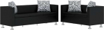 3-Sitzer Diivan Kunstleder Schwarz mit breiter Sitzfl&auml;che und dick gepolsterten Kissen, bequemes Kunstleder Sofa 3-Sitzer Schwarz, modernes mit Kissen