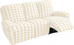 Stretch-Sofabezug-Set Mit Kariertem Liegesofa, Universeller, Waschbarer Schonbezug for Mehrsitzer-Sofa(Beige,4 istekohta)