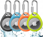 UNBREAKcable AirTag Pendant 4 Pack - Karabiiniga, veekindel TPU kaitsekott Apple AirTagile, l&ouml;&ouml;gikindel, kriimustuskindel, sobib v&otilde;tmetele, lemmikloomadele, kotidele, pagasile - 4 v&auml;rvi
