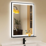 STARLEAD 50 x 70 cm vannitoa peegel koos valgustuse ja riiuliga, uduvastane, timmitav, 3 v&auml;rvi vannitoa peegel valgusega, m&auml;lufunktsioon, karastatud klaas, CRI90+, IP44, horisontaalne/vertikaalne