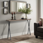 Tamme v&auml;limusega kitsas konsoollaud 100 x 25 x 80 cm Esikusse laud kapp Modern helehalli tammedekoriga ja metalljalgadega Sideboard sissep&auml;&auml;sualasse esikusse elutuppa Apollo Grey