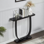 Konsole aus Massivholz Schmaler Flurtisch Vintage Ablageregale f&uuml;r Kleine Wohnzimmer und Eingangsbereiche(Black,90x23x80cm)