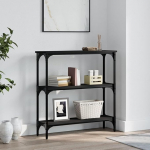Eleganter Konsole Holztisch mit Metallrahmen, Schwarz, 75 x 22,5 x 75 cm - Flur & Wohnzimmer Model834030
