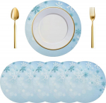 Tischsets, runde , 6er-Set, Silber, Winter, Blaugr&uuml;n, T&uuml;rkis, Schneeflocken, , hitzebest&auml;ndige for Esstisch, Weihnachtsdekorationen, Ornamente(Multi-Colored 1207)