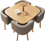 Modernes quadratisches Esstisch-Set mit 4 gepolsterten St&uuml;hlen, stilvolles Couchtisch-Set f&uuml;r kleine R&auml;ume, perfekt f&uuml;r K&uuml;che und Wohnzimmer, graues Finish