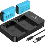 Homesuit 2-pack LP-E17 aku 1300mAh ja C-t&uuml;&uuml;pi LED topeltlaadija komplekt Canon EOS RP, R8, R10, R50, R100, M3, M5, M6, 200D, 77D, 750D, 760D, 800D, 8000D, Rebel SL3, SL2, T8i, T7i, T6i, T6s ja paljudele teistele mudelitele