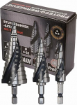 Proteco-Werkzeug&reg; HSS Titanium TIN TiALN Professional Step Drill Cone Drill Bit Peeling Drill Metal Drill Set 3 Pieces with Quick Release Shank for Drills