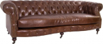 Nahast diivan Castlefield Kent 3-kohaline diivan Vintage Cigar Chesterfield stiilis diivan