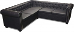 Festnight Chesterfield kunstnahast 5-kohaline nurgadiivan polsterdatud diivan Lounge diivan elutoa diivan L-kujuline 205 x 205 x 73 cm must