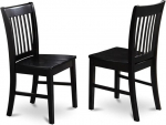 East West Furniture Norfolk s&ouml;&ouml;gitoolid Slat Back puidust istme k&ouml;&ouml;gitoolid must 2-st komplektist