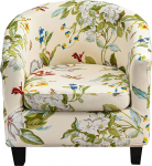 Tub Chair Covers - 2 Piece Set Removable High Stretch Printed Soft Bucket Chairs Armchair Slipcovers for Dining Room Living Room Internet Cafe Bar Office Reception