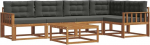 Outdoor Diivan Set aus massivem Akazienholz, Modulare Gartenm&ouml;bel Lounge-Set mit Polstern, Inklusive Ecksofa und Tisch, Farbe Natur und Anthrazit