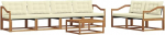 Outdoor-Sofa Set, Gartenm&ouml;bel aus massivem Akazienholz, Modulare Sitzgruppe f&uuml;r Terrasse und Garten, 13-teiliges Loungeset mit bequemen Polstern in Natur und Creme