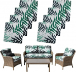 SYLC 8Pcs Outdoor padjakatted veekindel patio padjakatted asendamine t&otilde;mblukuga, aed rotangist diivan iste Slipcovers m&ouml;&ouml;bli kaitsja (roheline leht, 8tk 65&times;65&times;10cm)