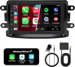 Doppel DIN Autoradio mit Bildschirm f&uuml;r Dacia Logan Duster, Renault Captur, Wireless CarPlay & Android Auto, 7" Auto Radio Touch Display, 4GB+64GB, Bluetooth 5GHz WiFi DAB+ FM AUX GPS