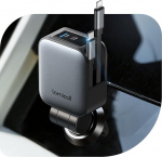 Lamicall 4 IN 1 Zigarettenanz&uuml;nder USB C Auto Ladeger&auml;t - [2&times; Einziehbare Kabel] 75W USB Adapter Auto mit Typ-C Kabel/iPhone-Kabel/USB C/USB A, 24/12V KFZ Ladeger&auml;t Schnellladeger&auml;t f&uuml;r iPhone/Samsung