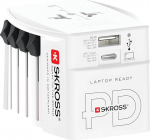 SKROSS -MUV USB AC45PD koos USB-C kaabliga (160cm) - 2-pinnaline universaalne reisimisadapter + 1 x USB C & 1 x USB 45W - pinge ja v&otilde;imsus: 100V - 250W/250V - 625W s&uuml;learvutitele, tahvelarvutitele ja nutitelefonidele