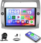 Hikity 4+64G Autoradio f&uuml;r Citroen C4 2004-2009/C-Quatre 2008-2012, 9" Bildschirm Radio mit Wireless CarPlay Android Auto Bluetooth Navi GPS WiFi EQ USB