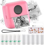 HuiJuKeJi Mini Printer, Pocket Printer, Mini Photo Printer nutitelefonile, kleebisprinter, termofotoprinter ajakirjale, reisilogo, m&auml;rkmed, p&auml;evik, nimekiri, memo (Rose)