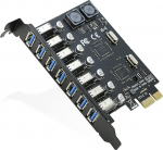 7-portiline USB 3.0 PCIe adapterkaart 5Gbps, RIITOP PCI-e Express USB 3.0 juhtkaart lauaarvutile Windows 10/8.1/8/7, toetab PCIE X1/X4/X8/X16 pesa, toetab PCIE X1/X4/X8/X16 pesasid