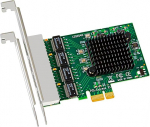 GLOTRENDS LE8204 4-portiline PCIe lauaarv&otilde;rgu kaart 1000/100/10Mbps Gigabit Ethernet RJ45 LAN port, PCIE X1 liides, tavaline ja madala profiiliga klamber