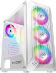 Empire Gaming, Gamer Ruby arvutikarp, ARGB Medium Tower ATX, MATX, ITX, v&otilde;rkpaneel, akr&uuml;&uuml;list k&uuml;lgpaneel, 4 ventilaatorit 3 Pin 5V LED RGB adresseeritav 120mm, MB Sync, valge
