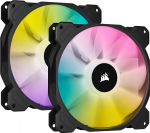 Corsair iCUE SP140 RGB Elite Performance 140 mm PWM-ventilaatorite 2 tk koos iCUE valgustuss&otilde;lmega (CORSAIR AirGuide tehnoloogia, kaheksa juhitavat RGB valgusdioodi, vaikne 18 dBA, kuni 1200 p&ouml;&ouml;ret minutis) Mustanahaline