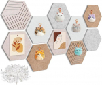 Hexagon f&uuml;r B&uuml;rowanddekoration Kork-Pinnwandfliesen 10er-Pack 12" X 10" Selbstklebende Kleine Korktafel 30 Pins