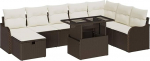 Rantry 9-teiliges Garten-Sofa-Set mit Kissen Braun Poly-Rattan Gartenlounge Model3359735